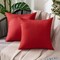 Pack of 2 Decorative Outdoor Solid Waterproof Throw Pillow Covers Faux Linen Garden Farmhouse Cushion Cases for Patio Tent Balcony Couch Sofa 18x18 inch Red
